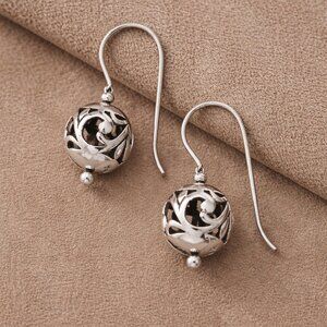 Retired Silpada “Simple Delight” Sterling Silver Filigree Ball Drop Earrings W07